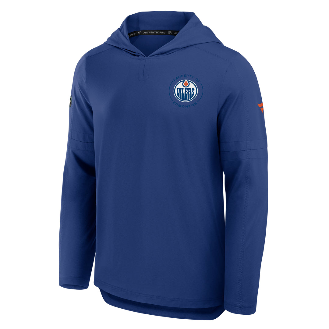 Edmonton Oilers 2026-27 Fanatics Authentic Pro Train Lightweight Pullover Blue Hoodie