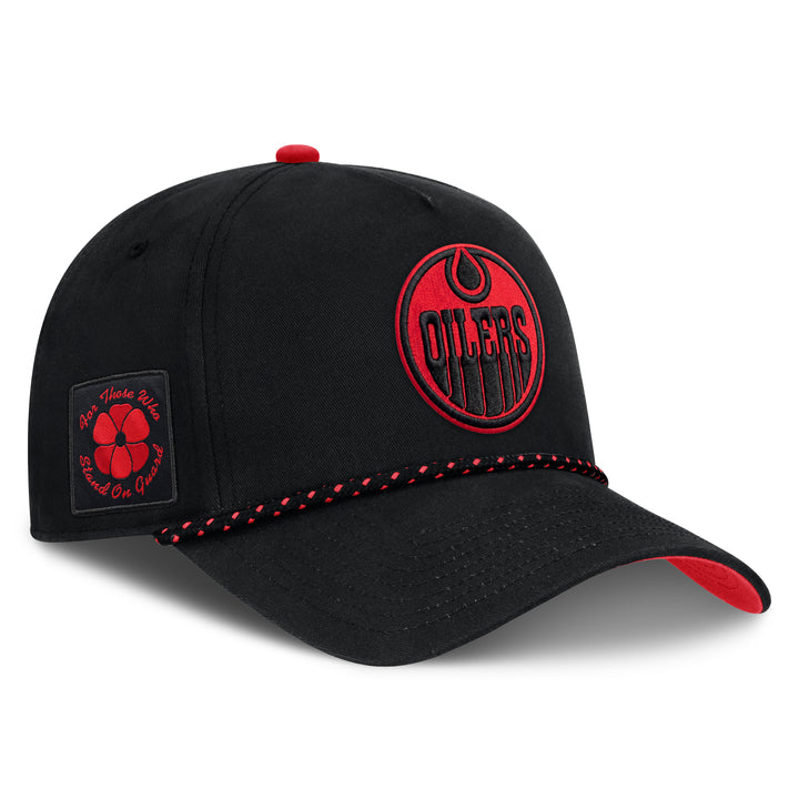 Edmonton Oilers 2026-27 Fanatics Black Authentic Pro Canadian Armed Forces Appreciation Night Snapback Hat