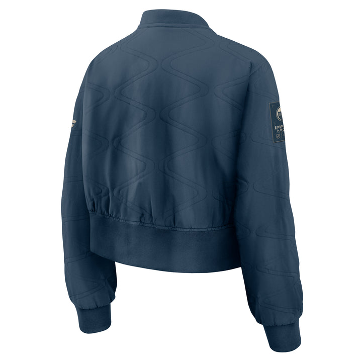 Edmonton Oilers 2026-27 Women's Fanatics Authentic Pro Road Navy Bomber Jacket