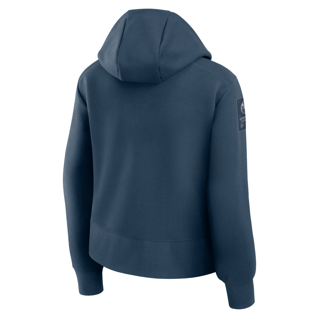 Edmonton Oilers 2026-27 Women's Fanatics Authentic Pro Road Navy Fleece Half-Zip Hoodie