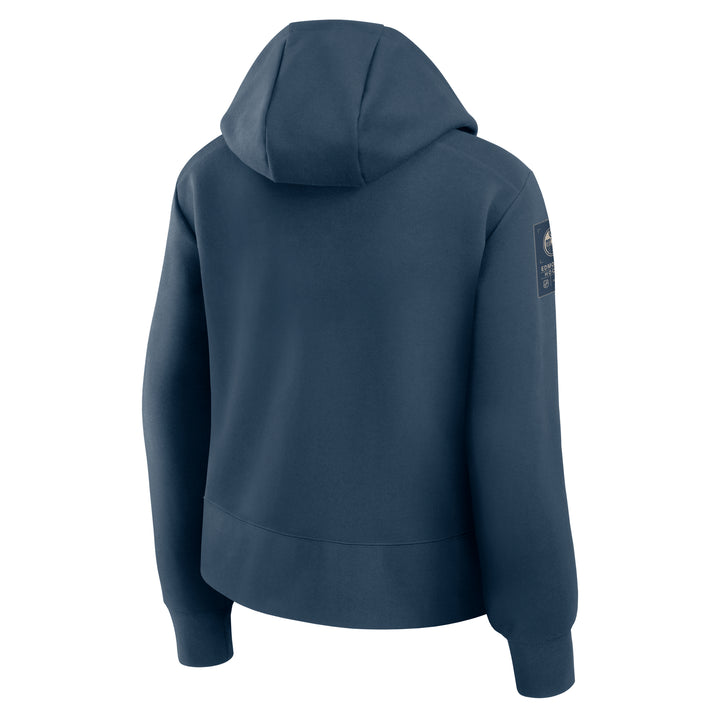 Edmonton Oilers 2026-27 Women's Fanatics Authentic Pro Road Navy Fleece Half-Zip Hoodie