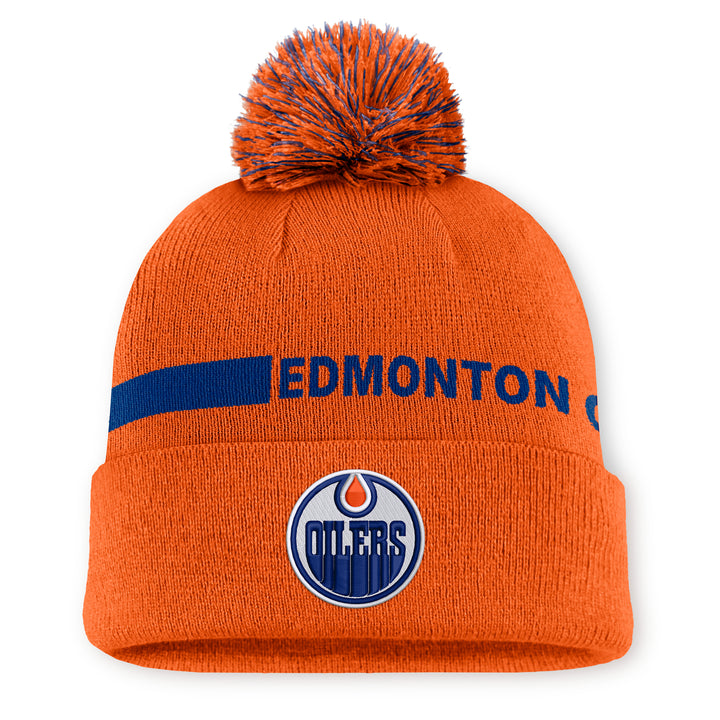 Edmonton Oilers Women's Fanatics Orange 2026-27 Authentic Pro Rink Cuffed Toque w/Pom