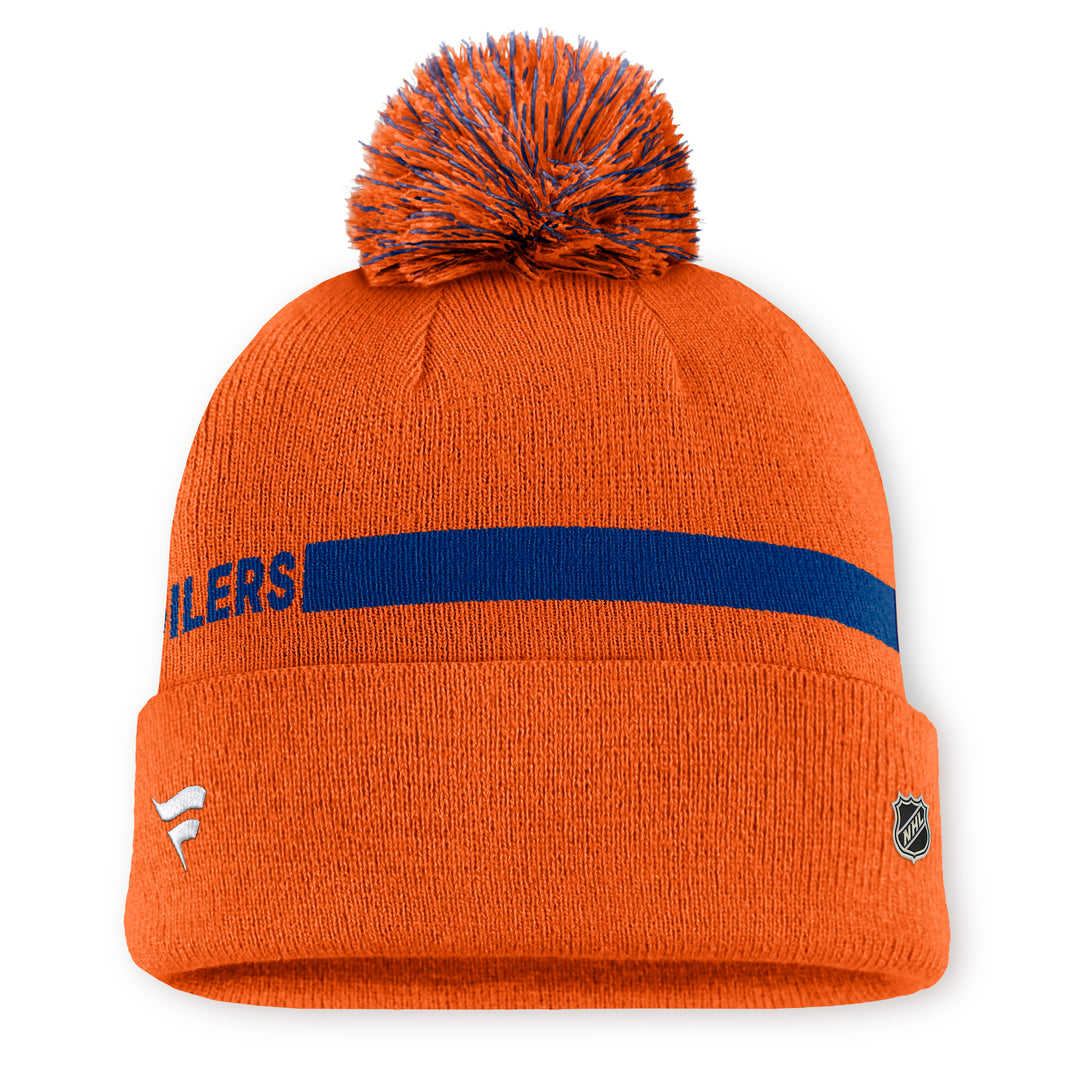 Edmonton Oilers Women's Fanatics Orange 2026-27 Authentic Pro Rink Cuffed Toque w/Pom
