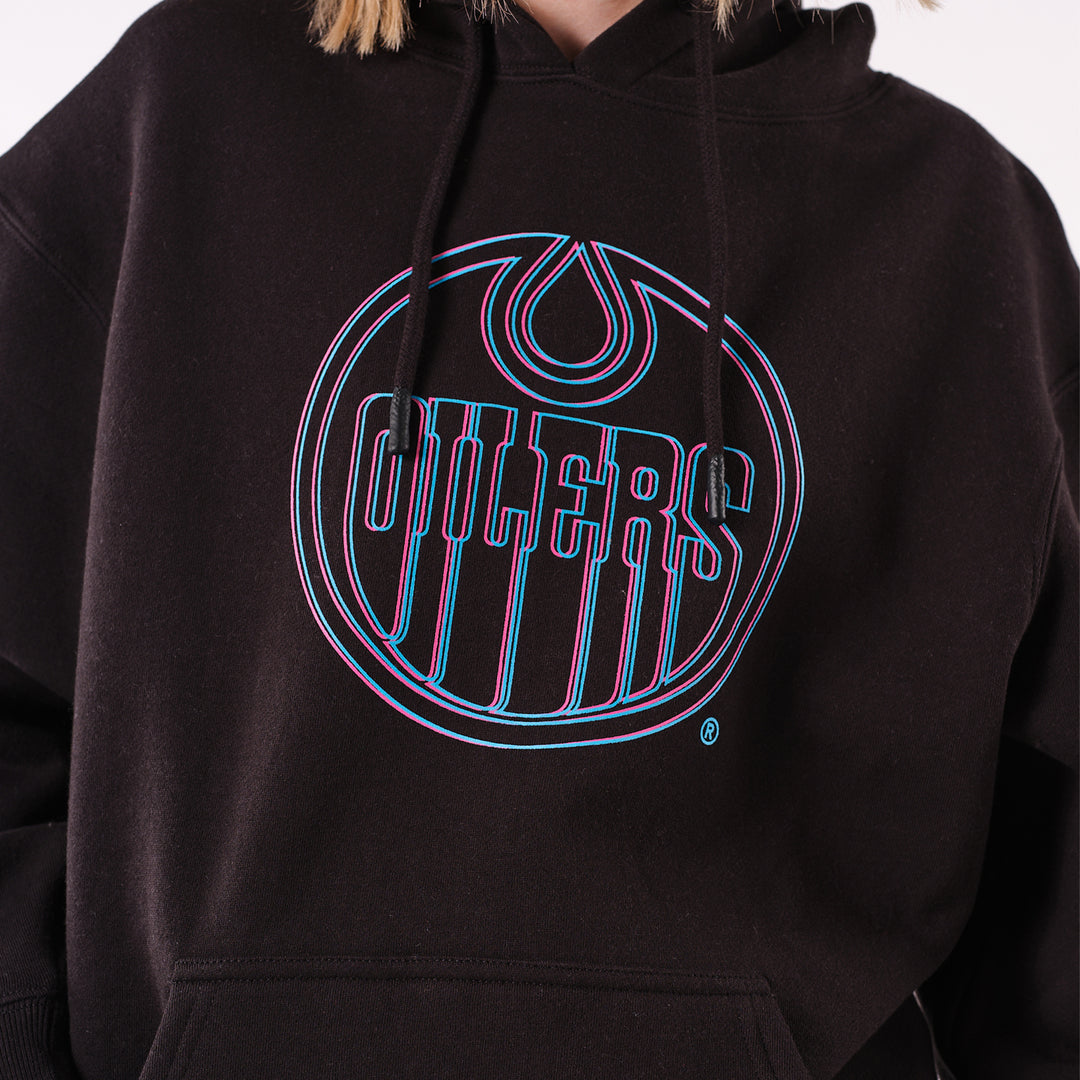 Edmonton Oilers 22Fresh Neon Hologram Black Hoodie