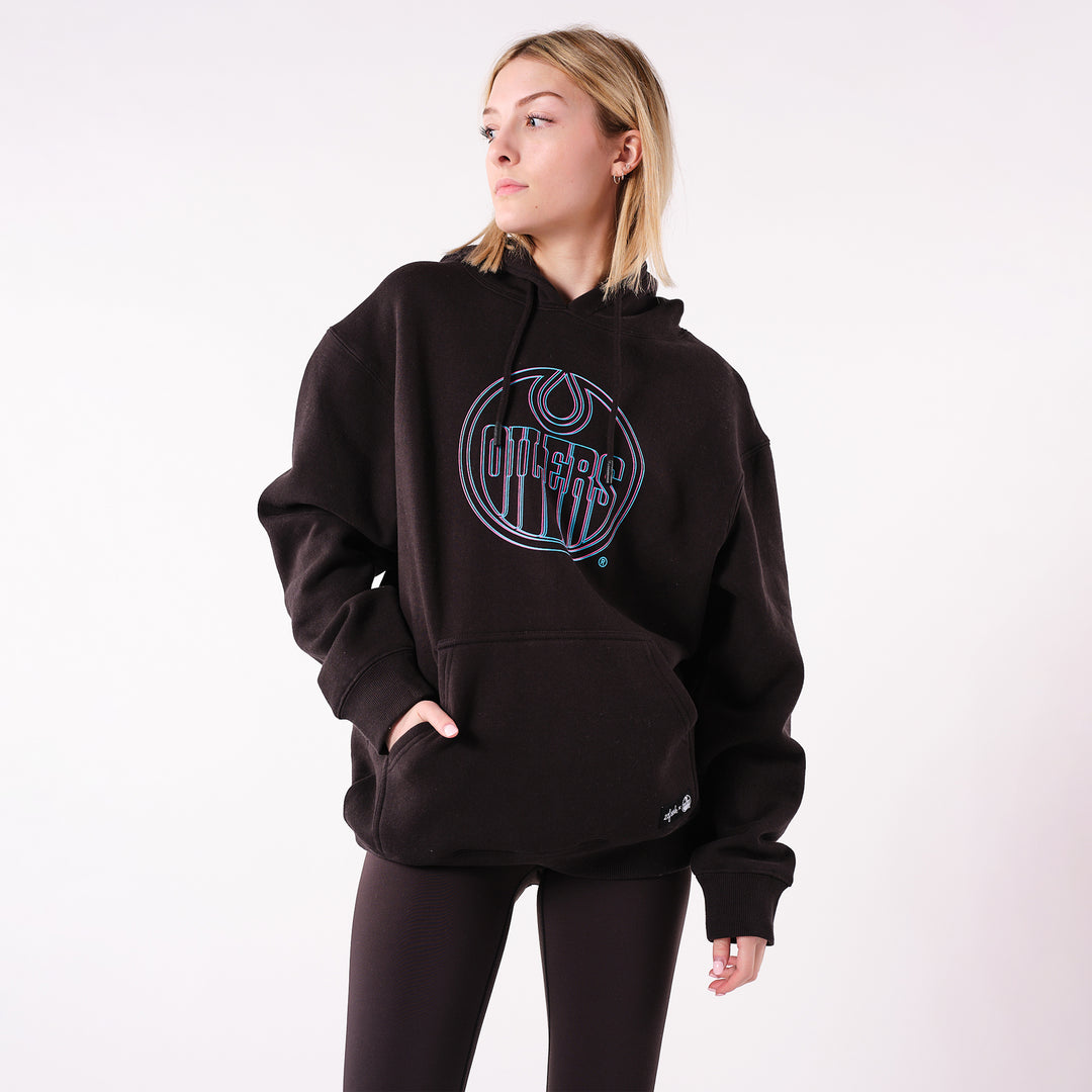 Edmonton Oilers 22Fresh Neon Hologram Black Hoodie