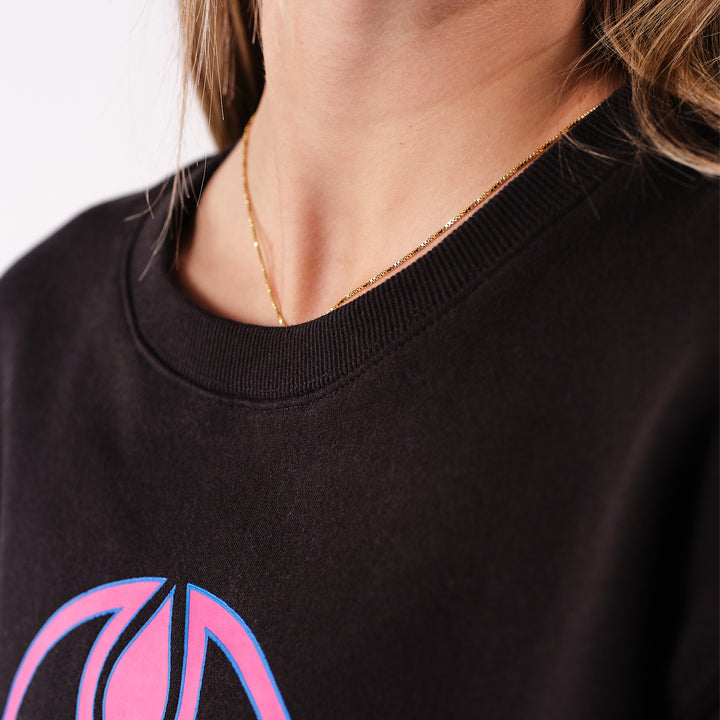 Edmonton Oilers Women's 22Fresh Neon Black Boxy Cropped Crewneck Sweatshirt