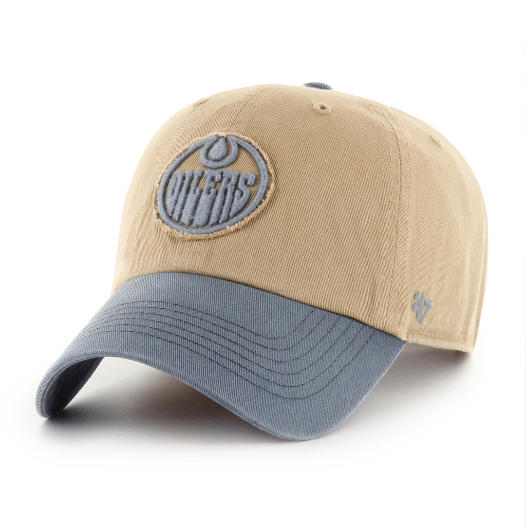 Edmonton Oilers '47 Caravan Khaki & Blue Clean Up Adjustable Hat