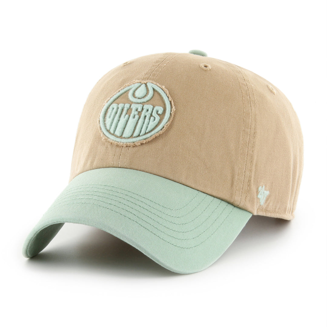 Edmonton Oilers '47 Caravan Khaki & Mint Clean Up Adjustable Hat