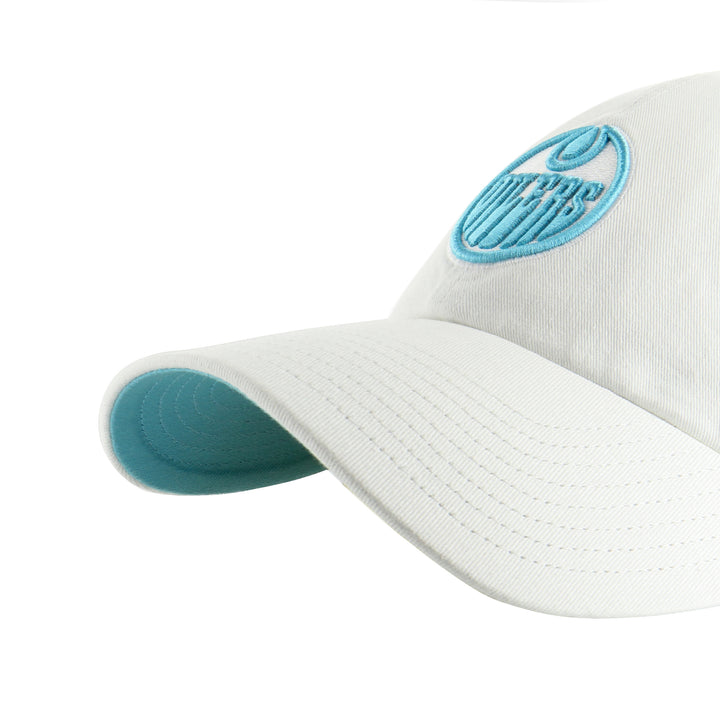 Edmonton Oilers '47 White Noise & Sky Blue Logo Clean Up Adjustable Hat