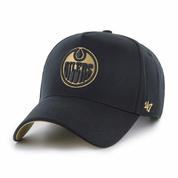 Edmonton Oilers '47 Black & Gold Deluxe Sure Shot MVP Snapback Hat
