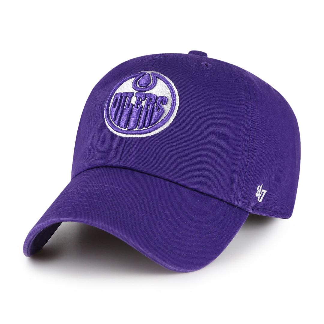 Edmonton Oilers '47 Purple Logo Clean Up Adjustable Hat