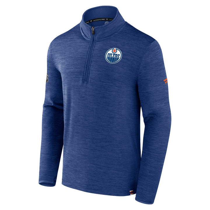 Edmonton Oilers 2023-24 Fanatics Authentic Pro Blue Half-Zip Sweatshirt