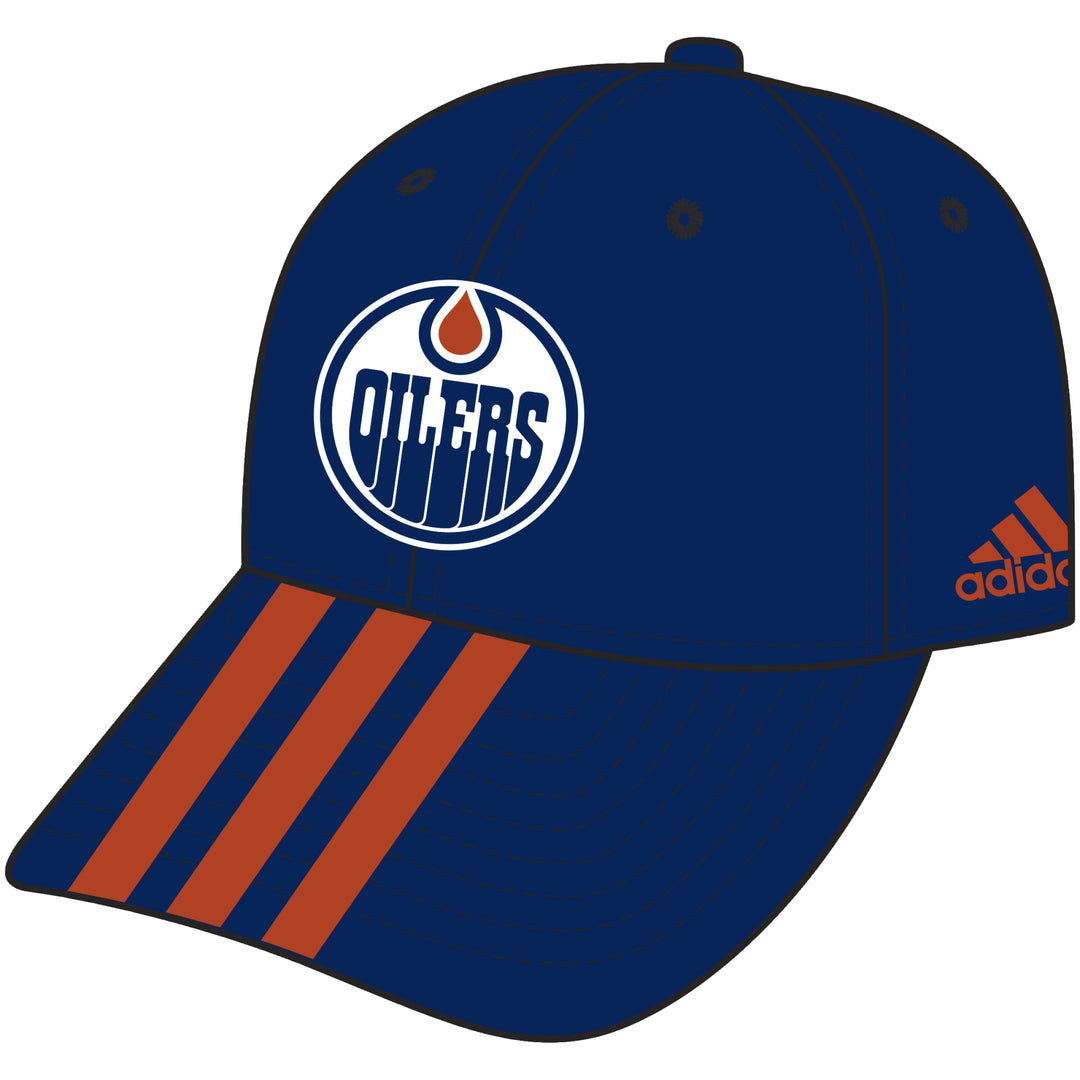 Edmonton Oilers Adidas Blue 3-Stripes Adjustable Hat
