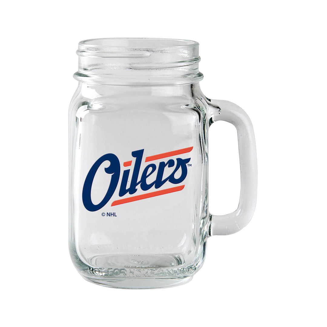 Edmonton Oilers Alternate Logo 14 oz Mason Jar Glass