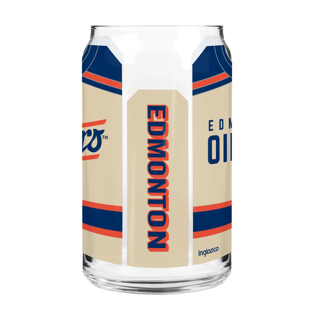 Edmonton Oilers Alternate Logo Jersey 16 oz Can Glass