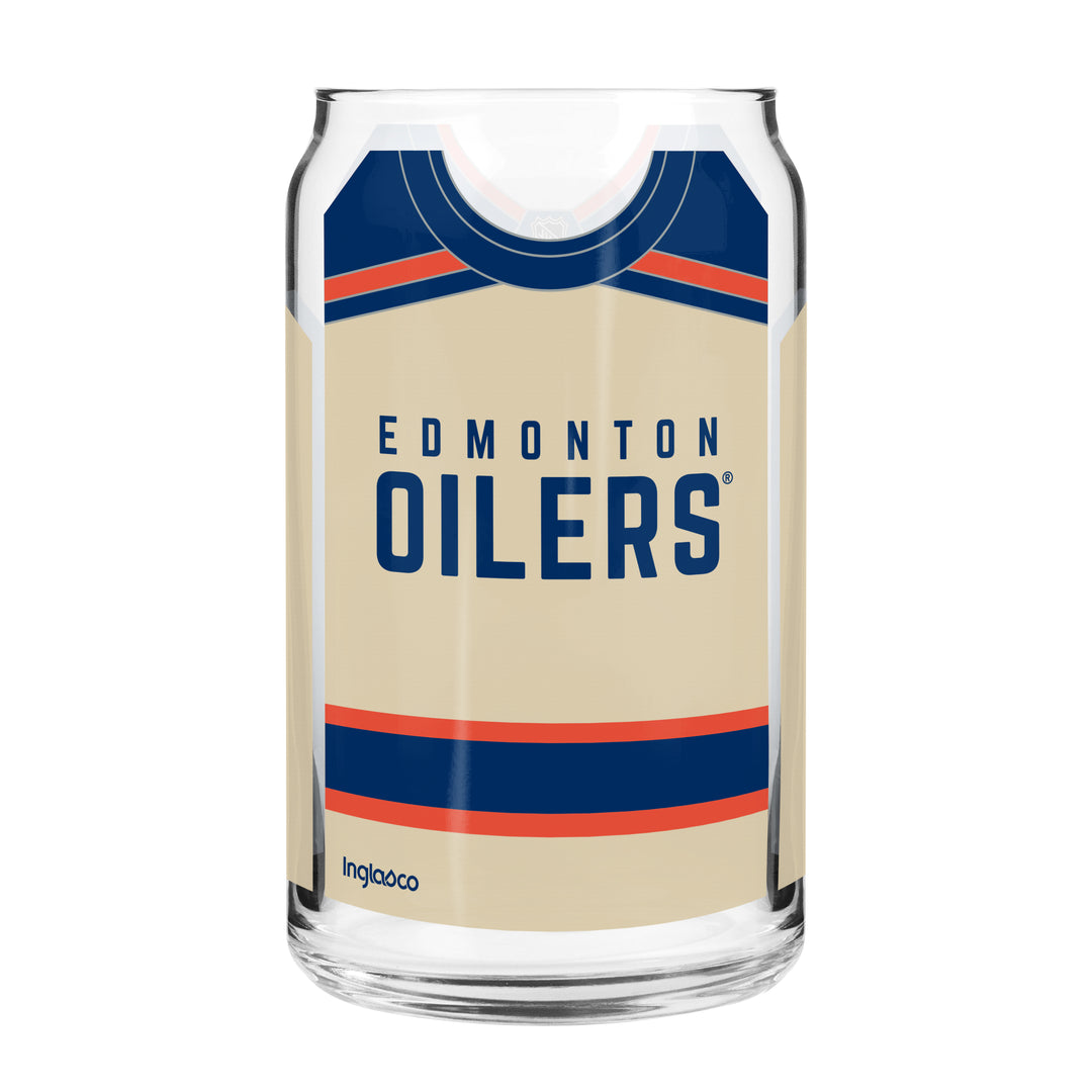 Edmonton Oilers Alternate Logo Jersey 16 oz Can Glass