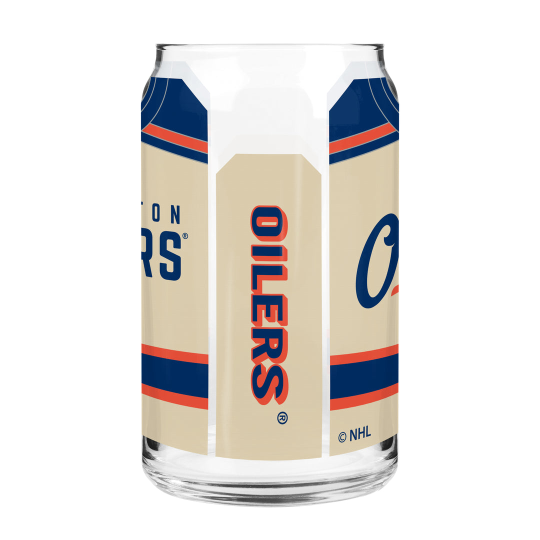 Edmonton Oilers Alternate Logo Jersey 16 oz Can Glass