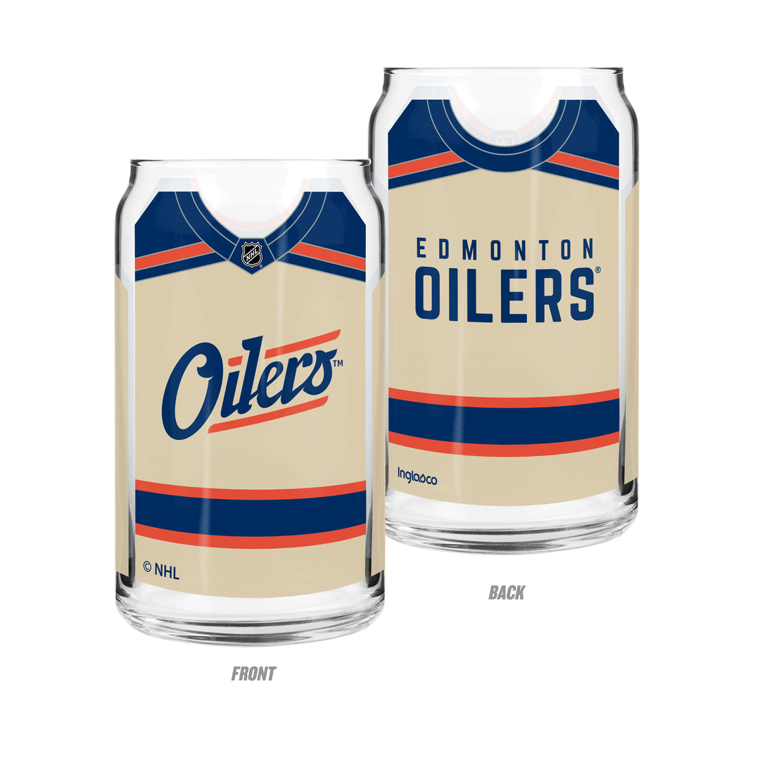 Edmonton Oilers Alternate Logo Jersey 16 oz Can Glass