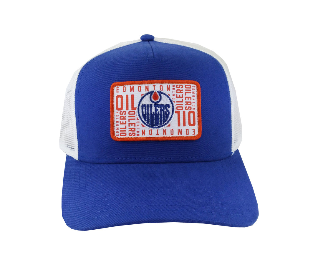 Edmonton Oilers American Needle Blue Valin Brushed Trucker Snapback Hat