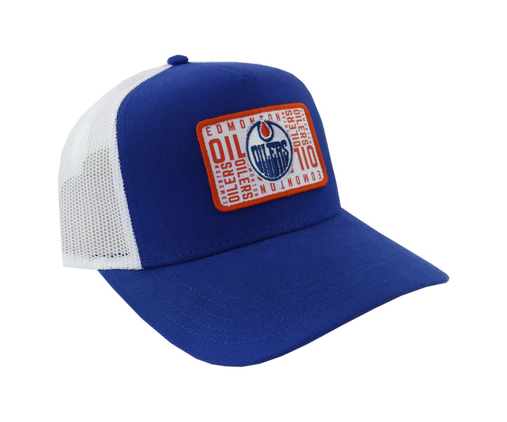 Edmonton Oilers American Needle Blue Valin Brushed Trucker Snapback Hat