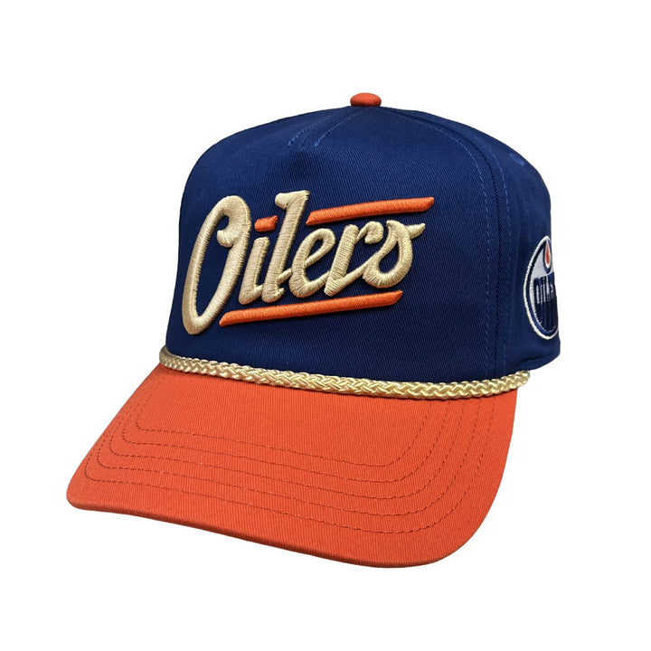 Edmonton Oilers American Needle Blue & Orange Alternate Logo Roscoe Snapback Hat