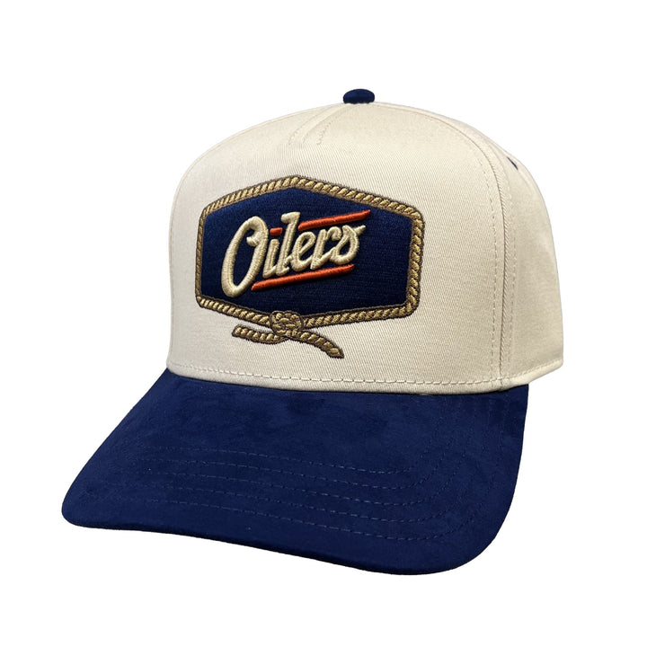 Edmonton Oilers American Needle Cream & Blue Alternate Logo Wrangler Snapback Hat