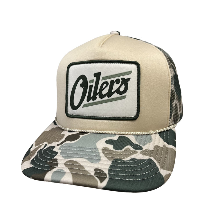 Edmonton Oilers American Needle Cream & Camo Alternate Logo Mallard Foam Mesh Snapback Hat