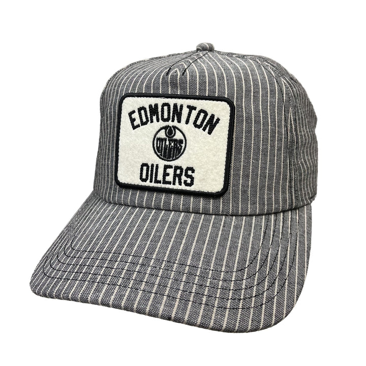 Edmonton Oilers American Needle Grey Striped Tulsa Snapback Hat