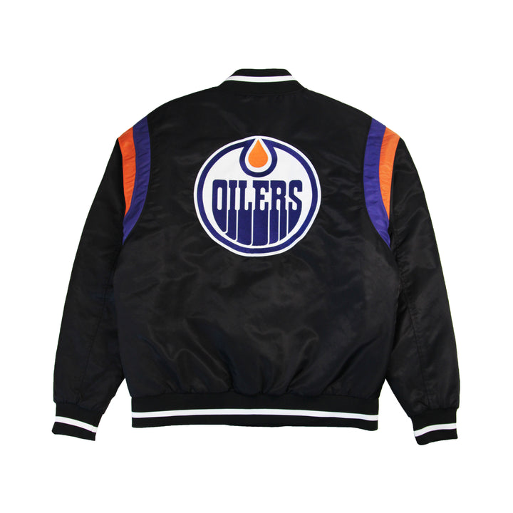 Edmonton Oilers Authmade Black Satin Full-Zip Jacket