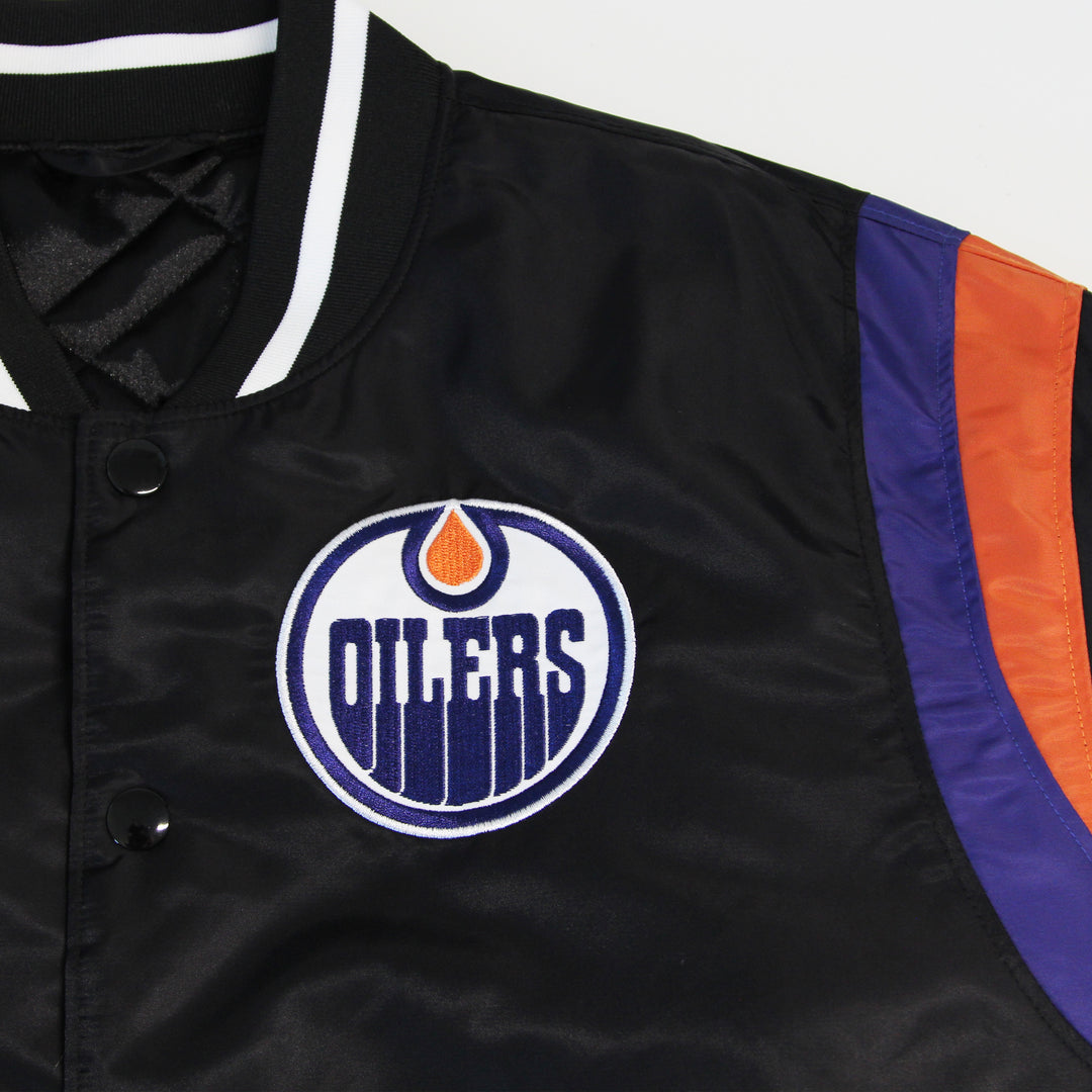 Edmonton Oilers Authmade Black Satin Full-Zip Jacket