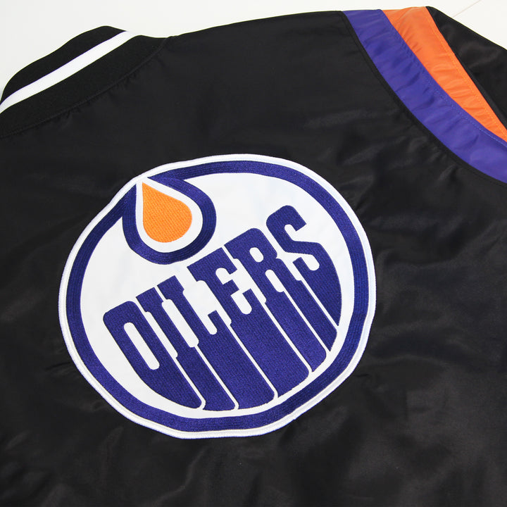 Edmonton Oilers Authmade Black Satin Full-Zip Jacket