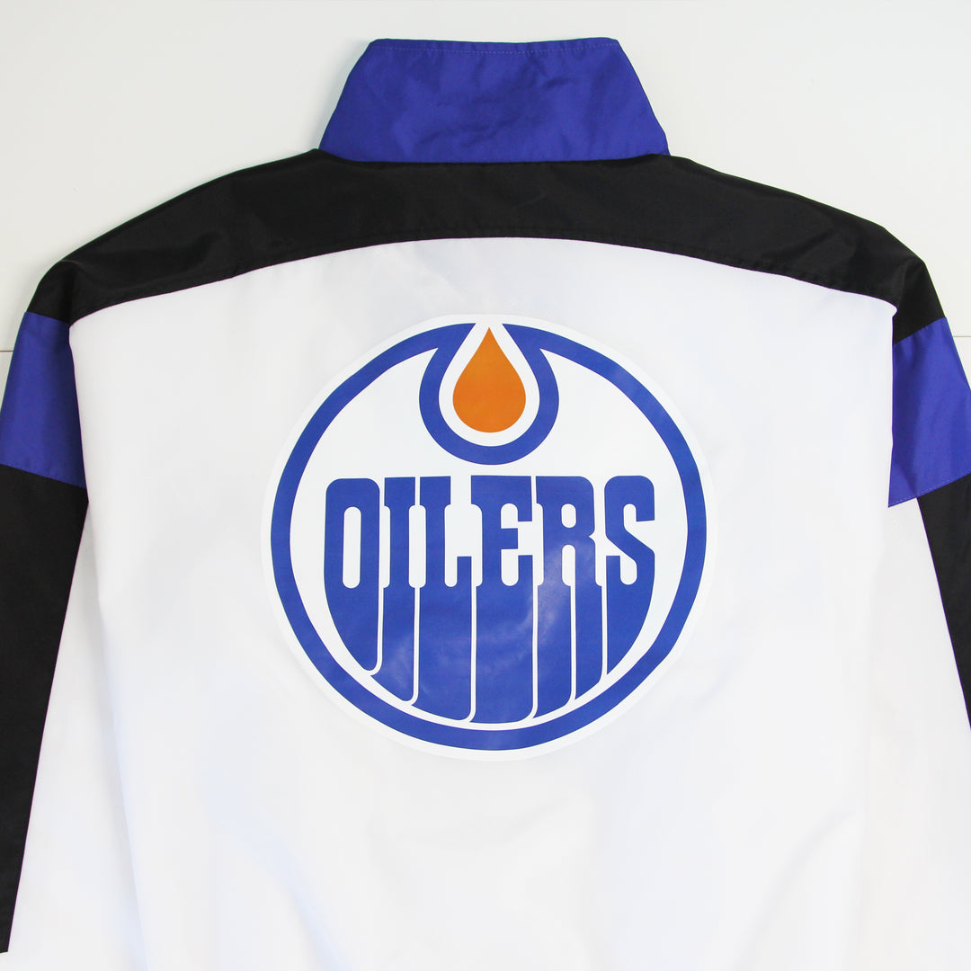 Edmonton Oilers Authmade White Nylon Half-Zip Jacket