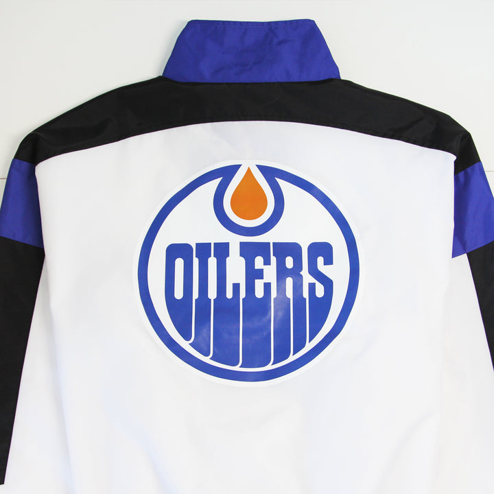Edmonton Oilers Authmade White Nylon Half-Zip Jacket