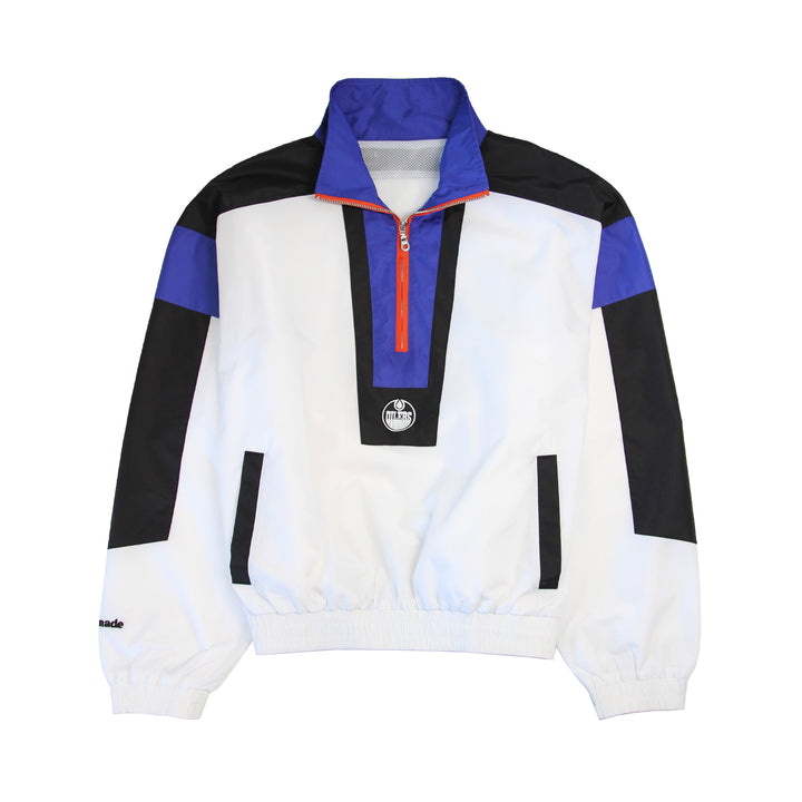 Edmonton Oilers Authmade White Nylon Half-Zip Jacket