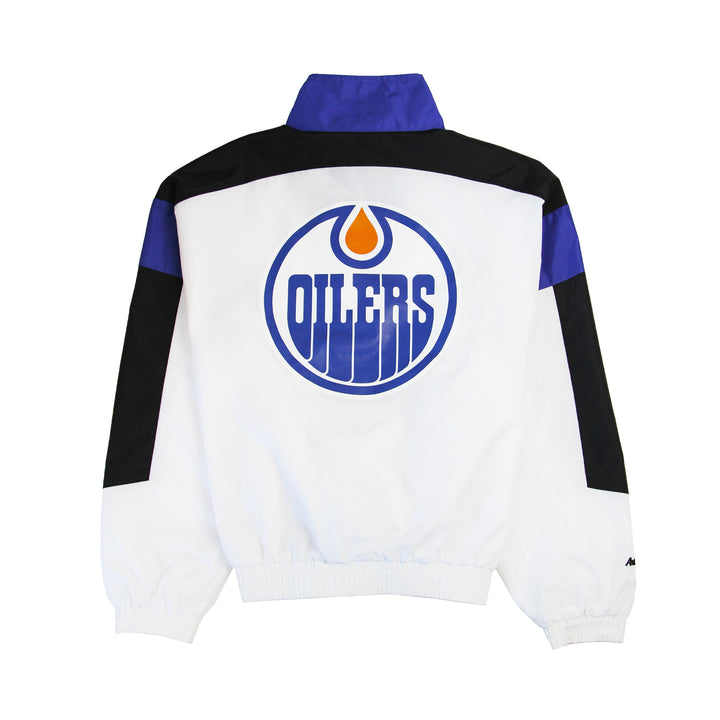 Edmonton Oilers Authmade White Nylon Half-Zip Jacket