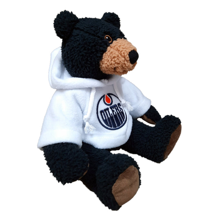 Edmonton Oilers 10" Black Bear with White Hoodie Plushie Toy