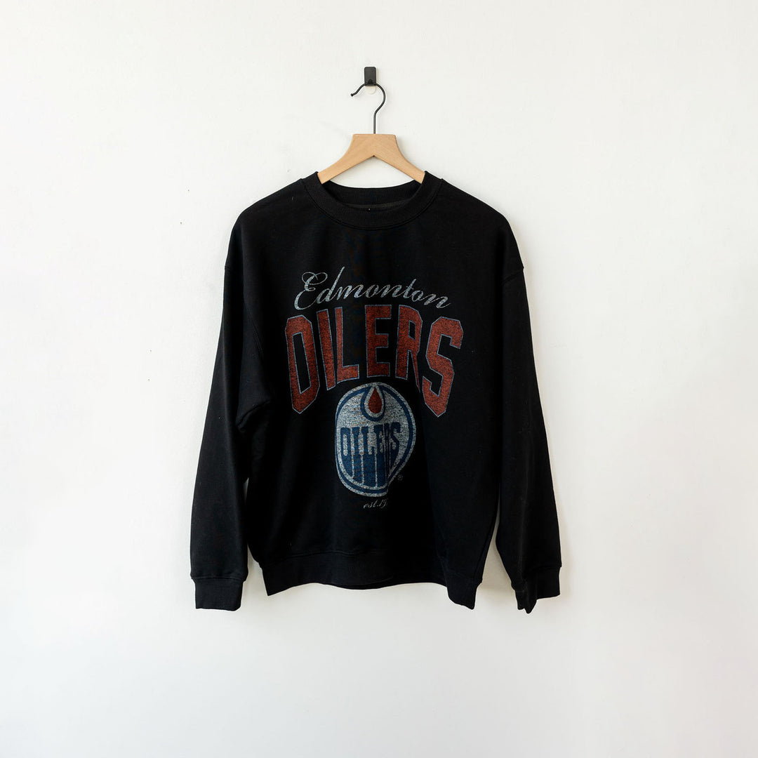 Edmonton Oilers Unisex Line Change Black Gameday Crewneck Sweatshirt