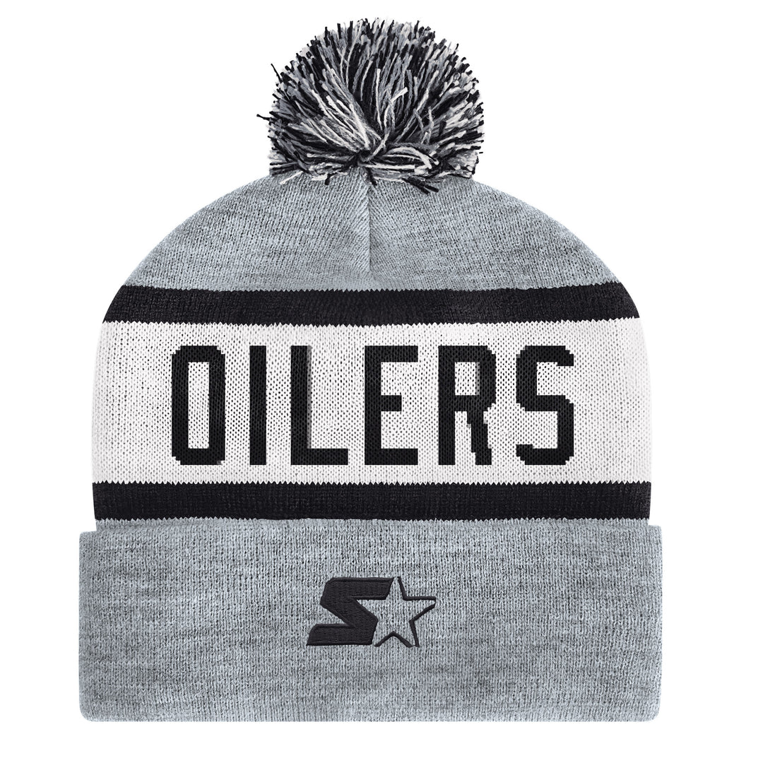 Edmonton Oilers Starter Black Ice Knit Toque w/ Pom