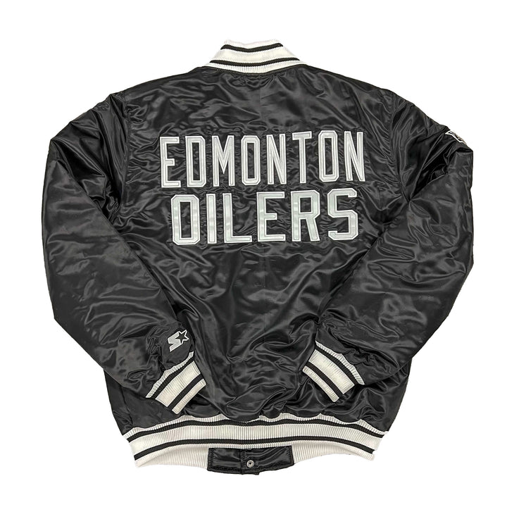 Edmonton Oilers Starter Black Ice Full-Snap Satin Jacket