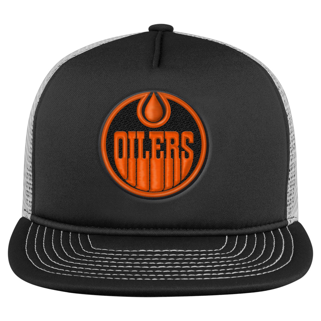 Edmonton Oilers Youth Outerstuff Black & Orange Foam Trucker Snapback Hat