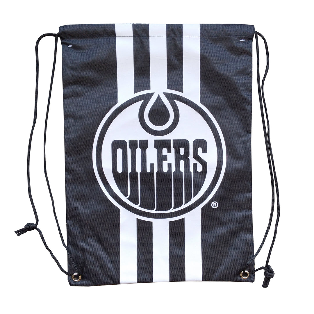 Edmonton Oilers Black & White Logo Drawstring Bag
