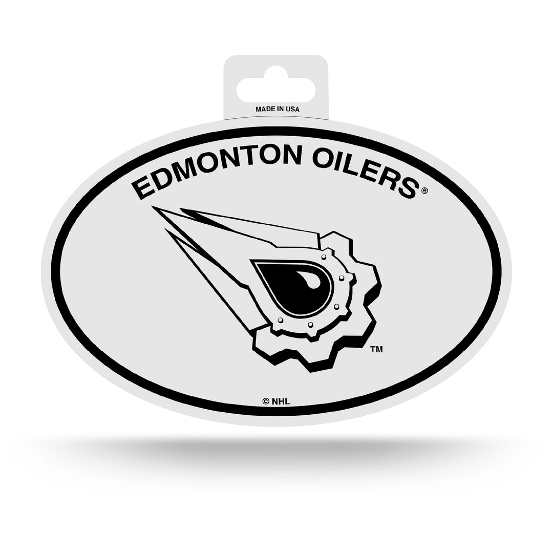 Edmonton Oilers Black & White Reverse Retro Oval Decal