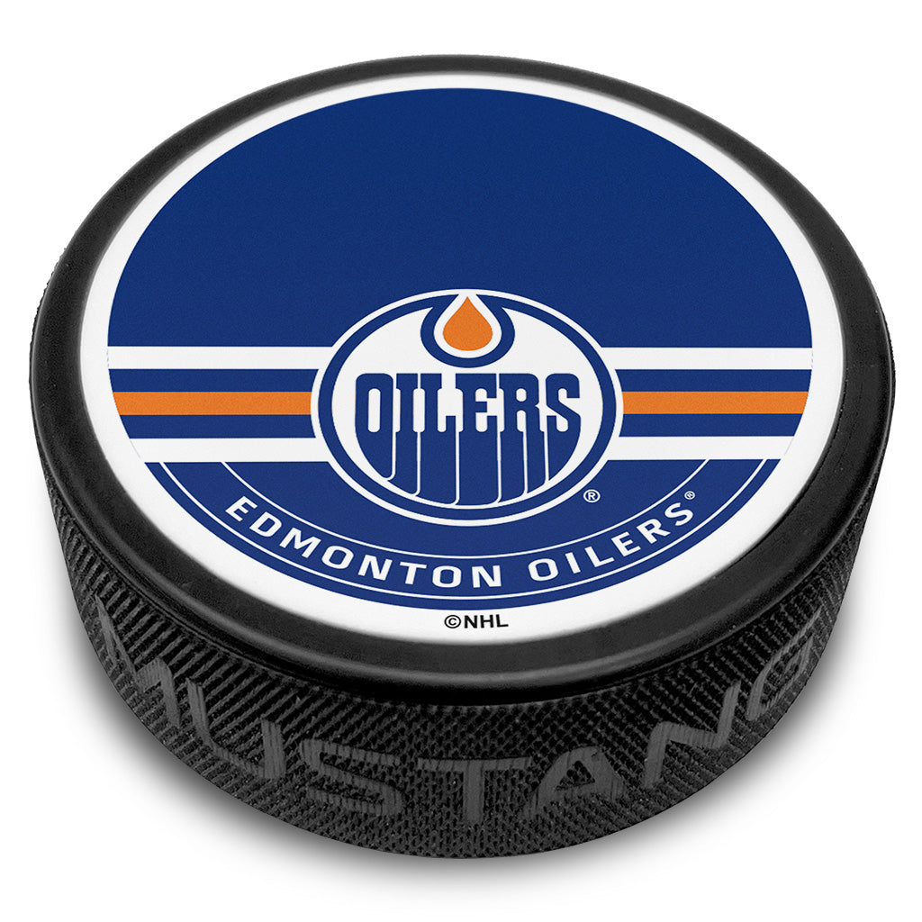 Edmonton Oilers Blue Autograph Textured Collector's Puck