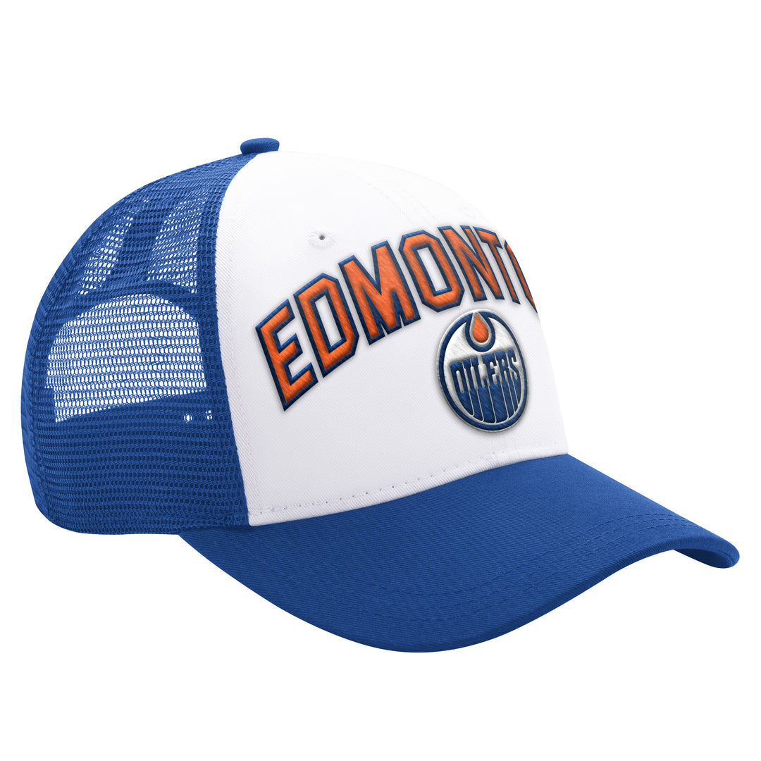 Edmonton Oilers Starter Blue & White Trucker Snapback Hat