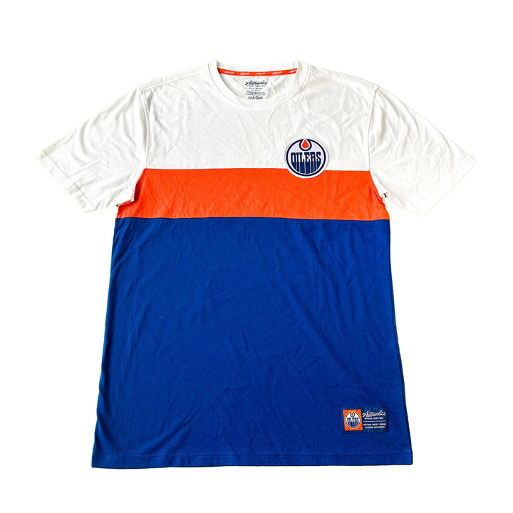 Edmonton Oilers Unisex Authentics Blue & White Color Blocked T-Shirt