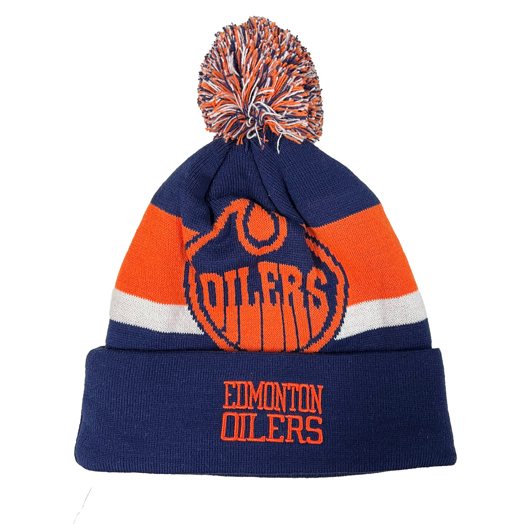 Edmonton Oilers CCM Blue & Orange Alternate Logo Navy Toque w/ Pom