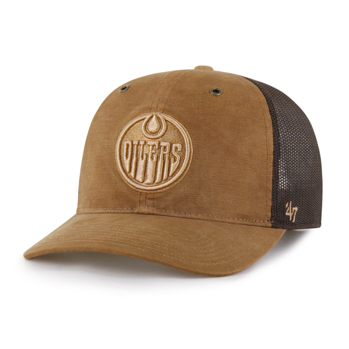 Edmonton Oilers Carhartt '47 Brown Tonal Garment Dyed Trucker Snapback Hat