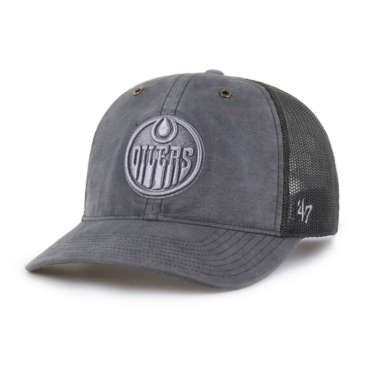 Edmonton Oilers Carhartt '47 Grey Tonal Garment Dyed Trucker Snapback Hat