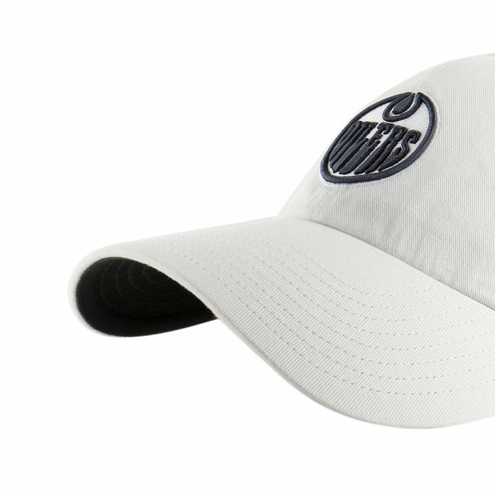 Edmonton Oilers '47 White Noise & Charcoal Logo Clean Up Adjustable Hat