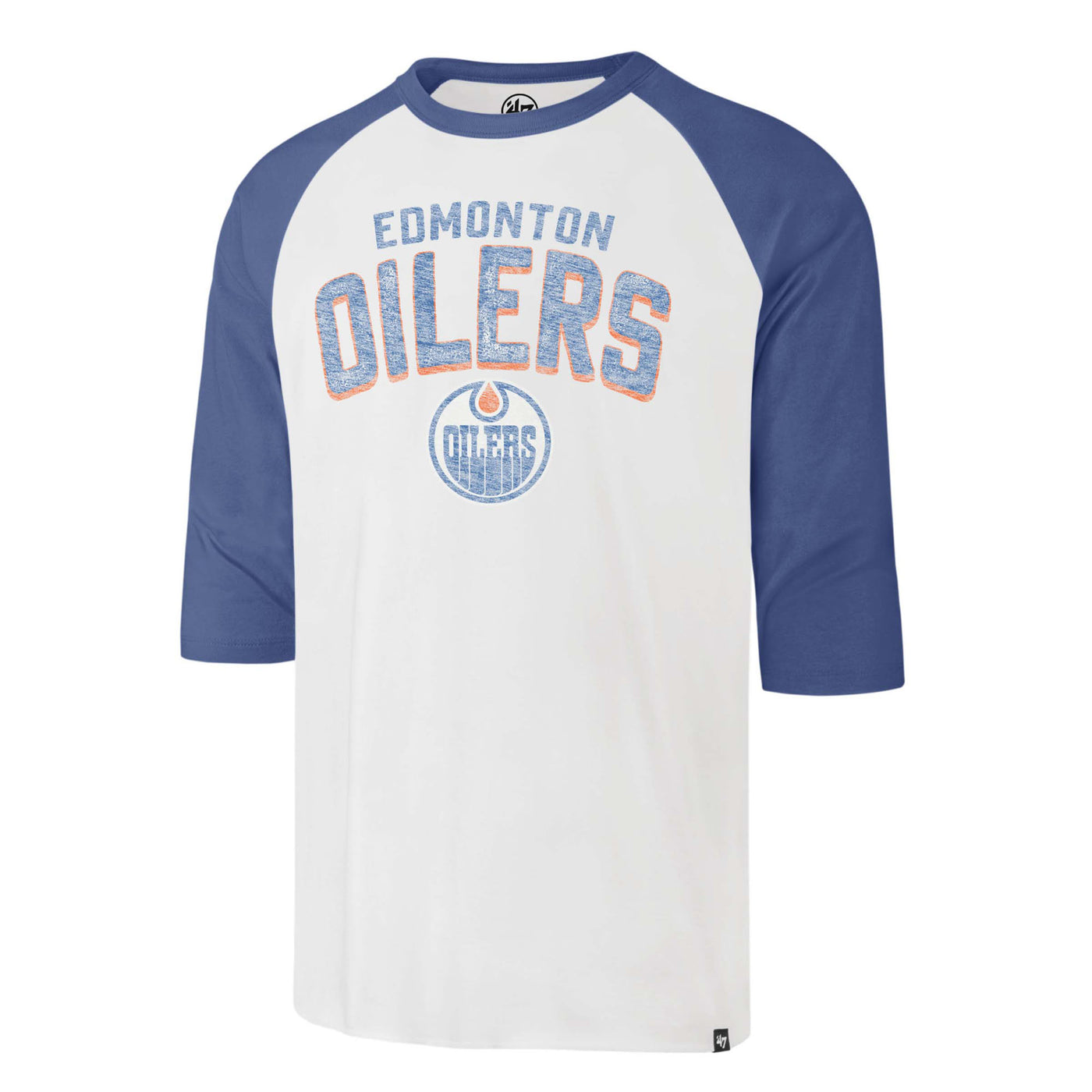 Edmonton Oilers '47 Crescent Raglan White & Blue T-Shirt